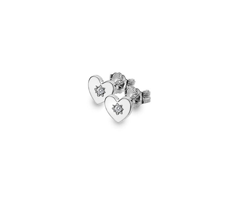 Silver Heritage Diamond Set Heart Stud