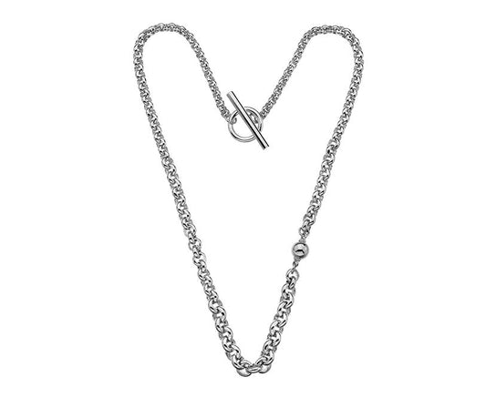 Silver heritage graduated belcher & bead toggle necklace