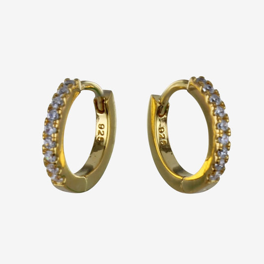 Gold Plated Pavé Hoop Earrings