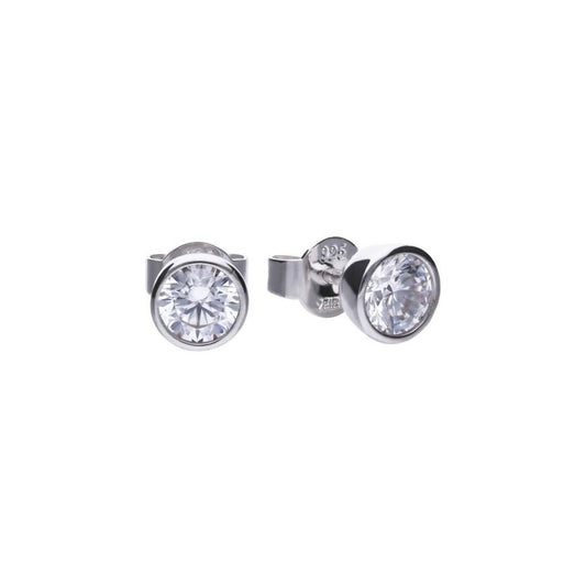 Solitaire 1ct Cubic Zirconia Rubover Stud Earrings