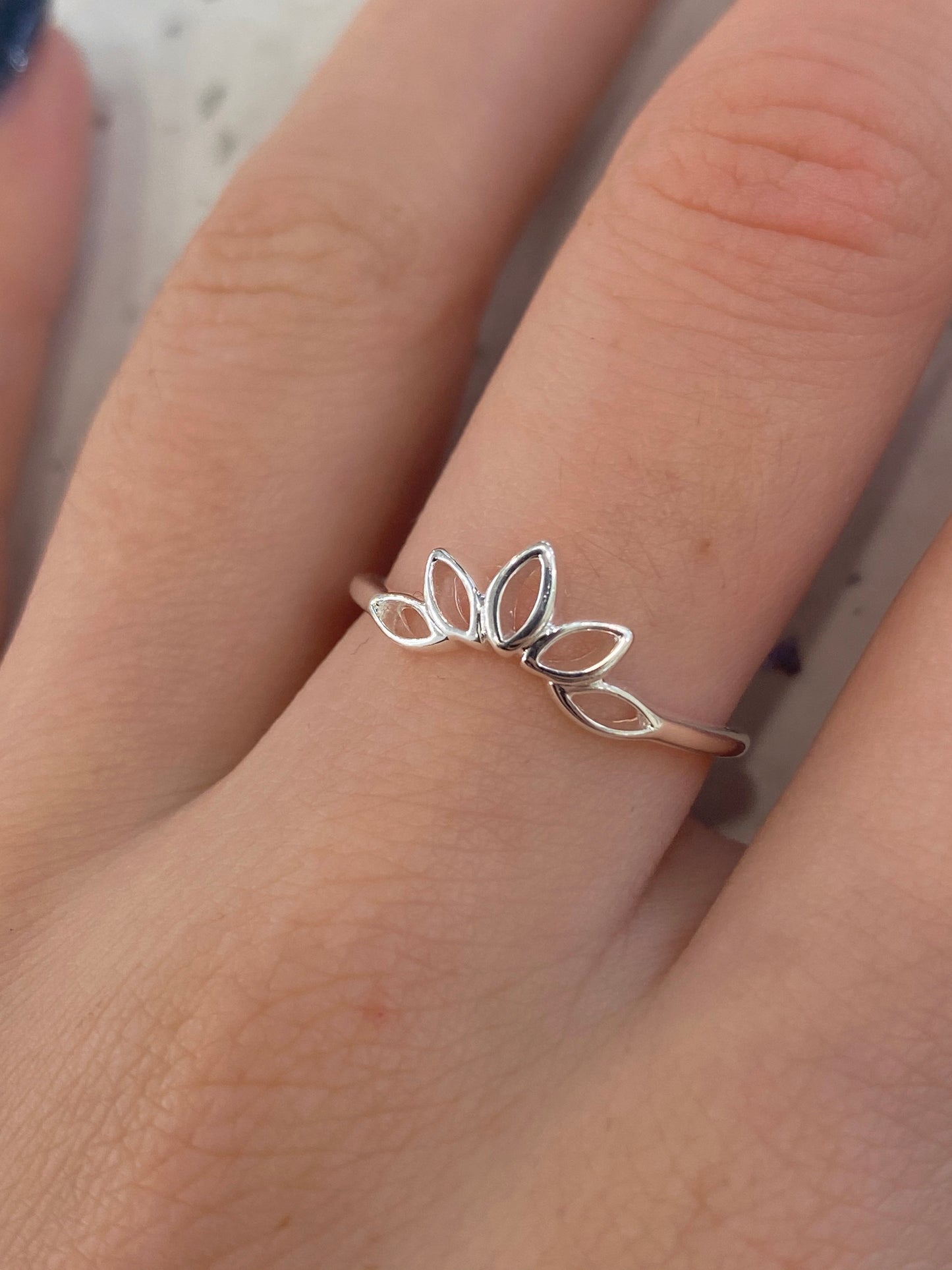 Lotus Flower Stacker ring in silver