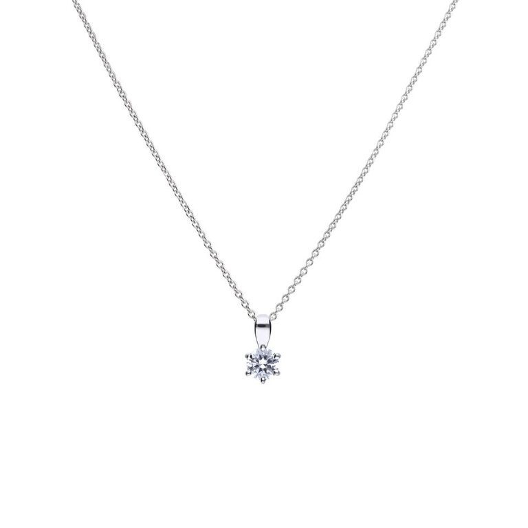 Solitaire 0.25ct Cubic Zirconia Claw Set Necklace