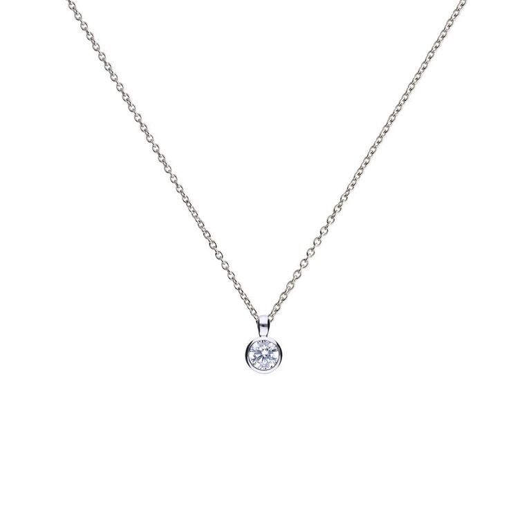 Solitaire 0.5ct Cubic Zirconia Rubover Necklace
