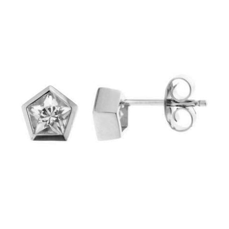 Silver Pentagon CZ studs