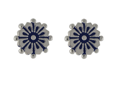 7mm Silver Flower Stud Earrings