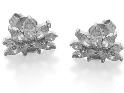 Silver Lotus Cubic Zirconia Studs