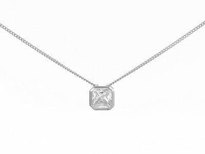 Radiant cut Silver and CZ Pendant